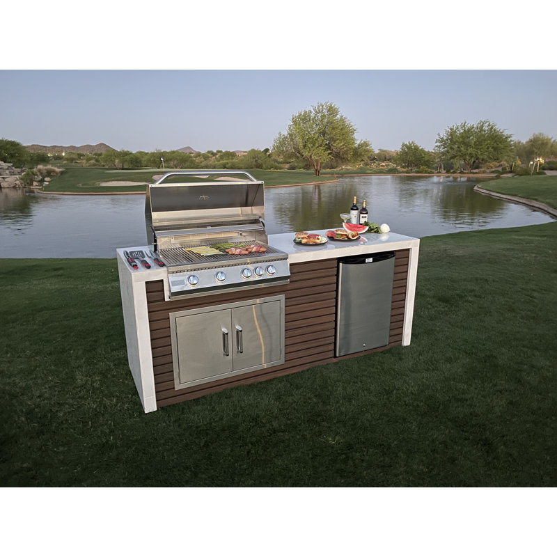KoKoMo Grills Built In BBQ Island with 4 Burner BBQ Grill Wood Siding and Fan - Thumbnail 5