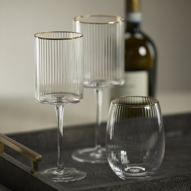 Verres à vin Ottica avec bord doré, ensemble de 4