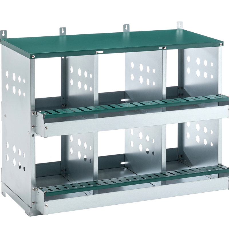 Cage à poulets à 6 compartiments en acier galvanisé, roulette à œufs automatique, espace de nidification confortable, disposition bien conçue, installation rapide, œufs en acier de 33,36 po de profondeur,