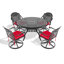 L'ensemble de salle à manger en aluminium coulé Allweather comprend des chaises pivotantes et une table ronde avec cadre noir-885260094