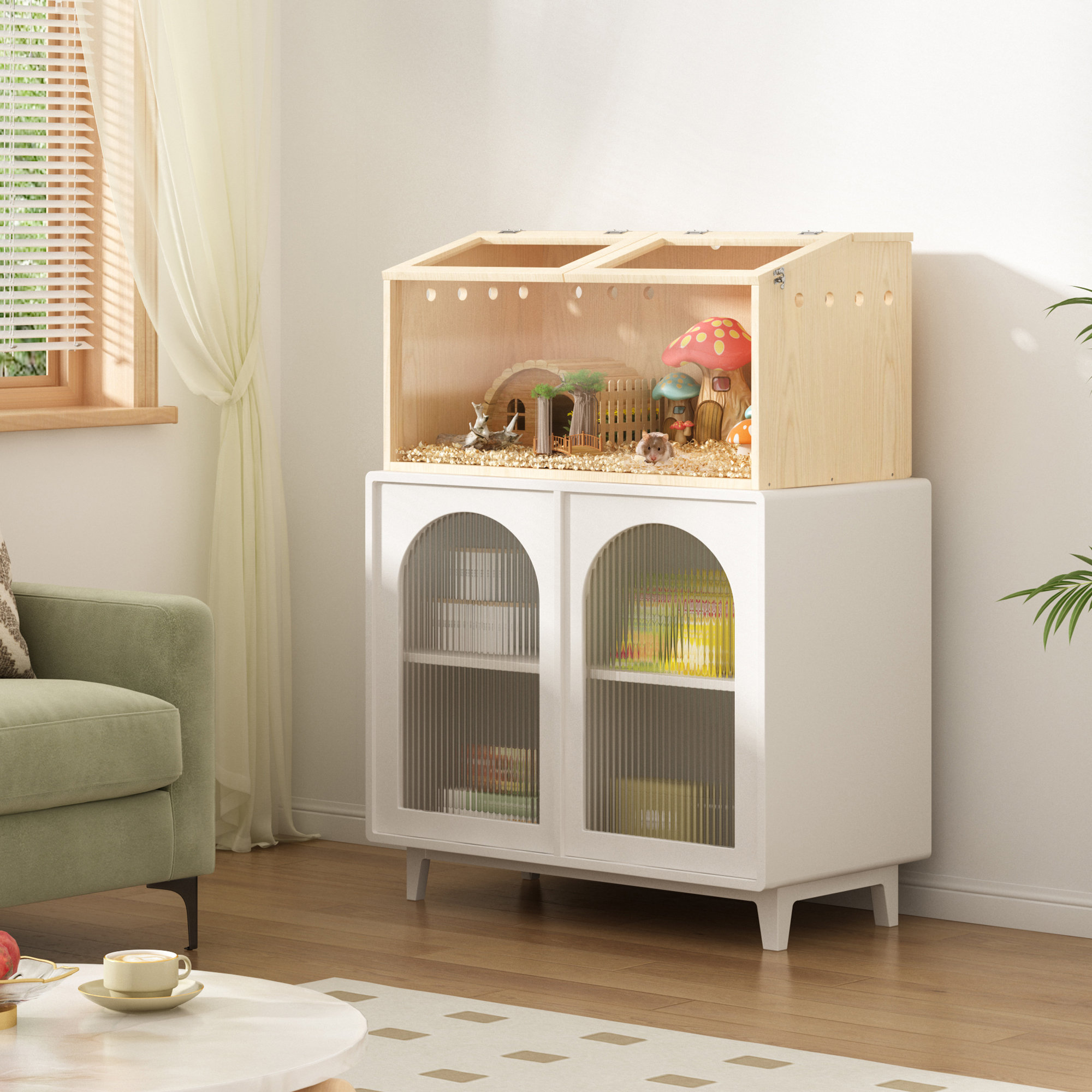 Picture of Tucker Murphy Pet™ Geronima Wooden Hamster Cage Openable Top with ...