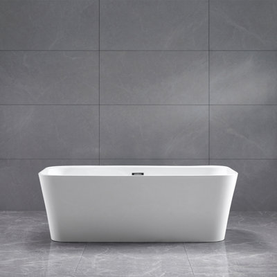 Baignoire autoportante en acrylique de 67 pouces en blanc brillant