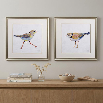 Set of Two Colorful Beach Birds Wall Art