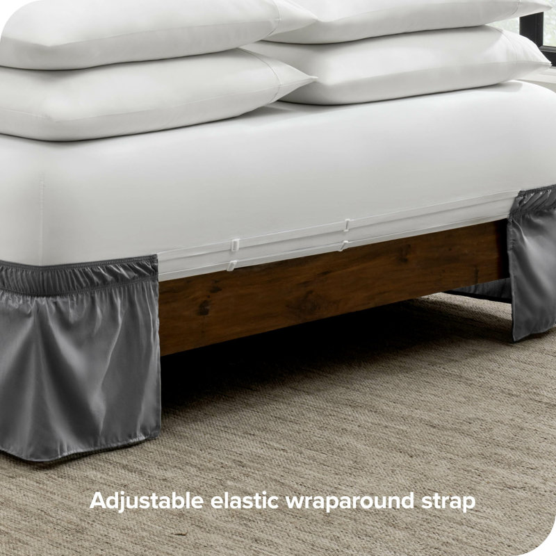 Queen Dark Blue Polyester Ruffled Bed Skirt