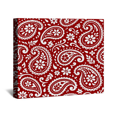 Red White Paisley Pattern Canvas Gallery Wrap in Many Sizes