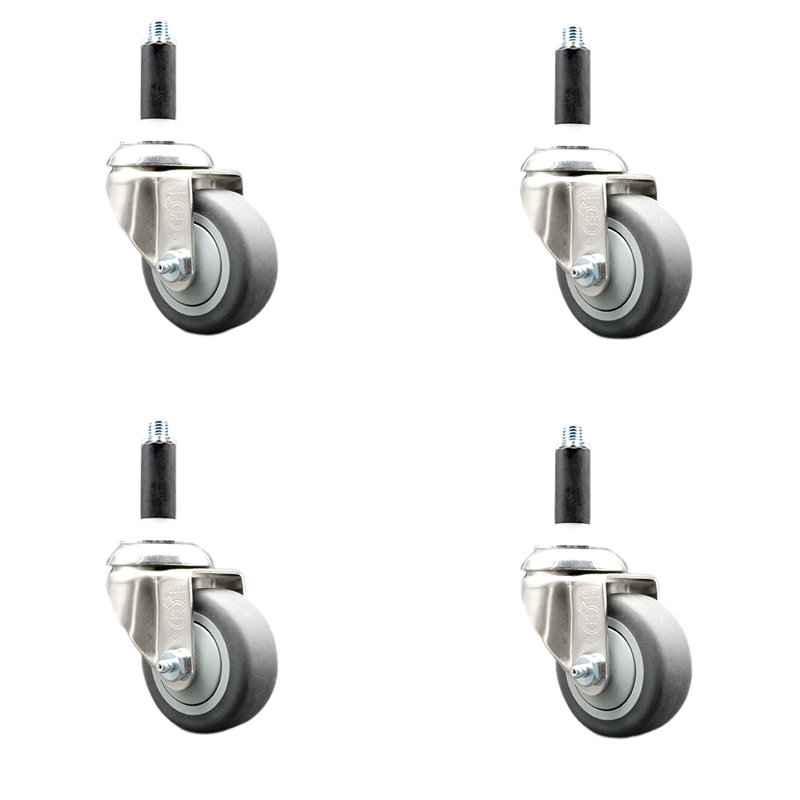 316SS Thermoplastic Rubber Swivel Expanding Stem Caster Set