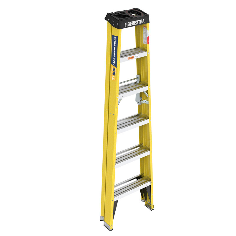 Fiberglass step ladder 6-step 250lbs, Yellow