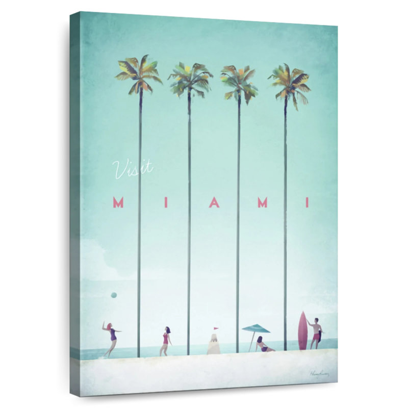 Affiche de voyage rétro Aime visit Miami, H 24 po x l 16 po