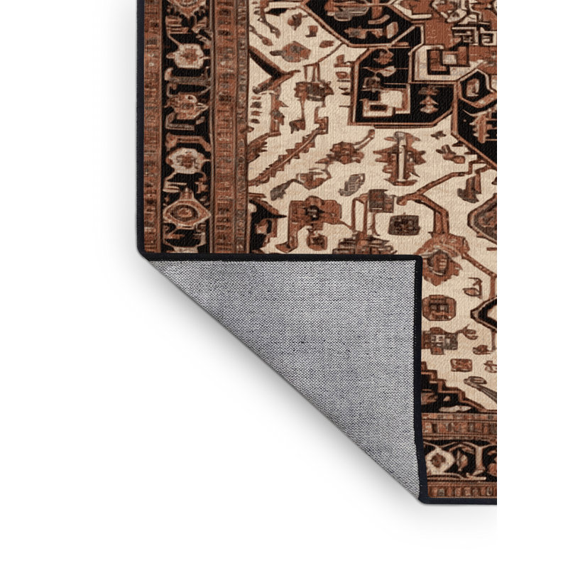 Tapis brun lavable à la machine, Carré 5 pi