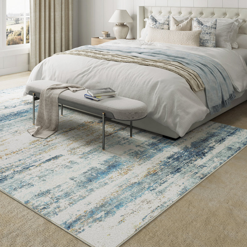 Tapis abstrait lavable à la machine Elroy, Rectangle 5 pi x 7 pi