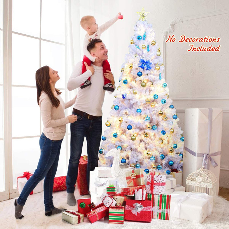 Arbre de Noël artificiel pin blanc, H 7,5 pi