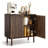 Coffee Bar Cabinet, Mid Century Fluted Coffee Bar Table with 2-Tier Storage, Buffet Stand Cabinet with Barn Door, Sideboard Buffet Station for Living Room, Entryway, 31.5 x 14.7 x 31.5 in Walnut-1381222500