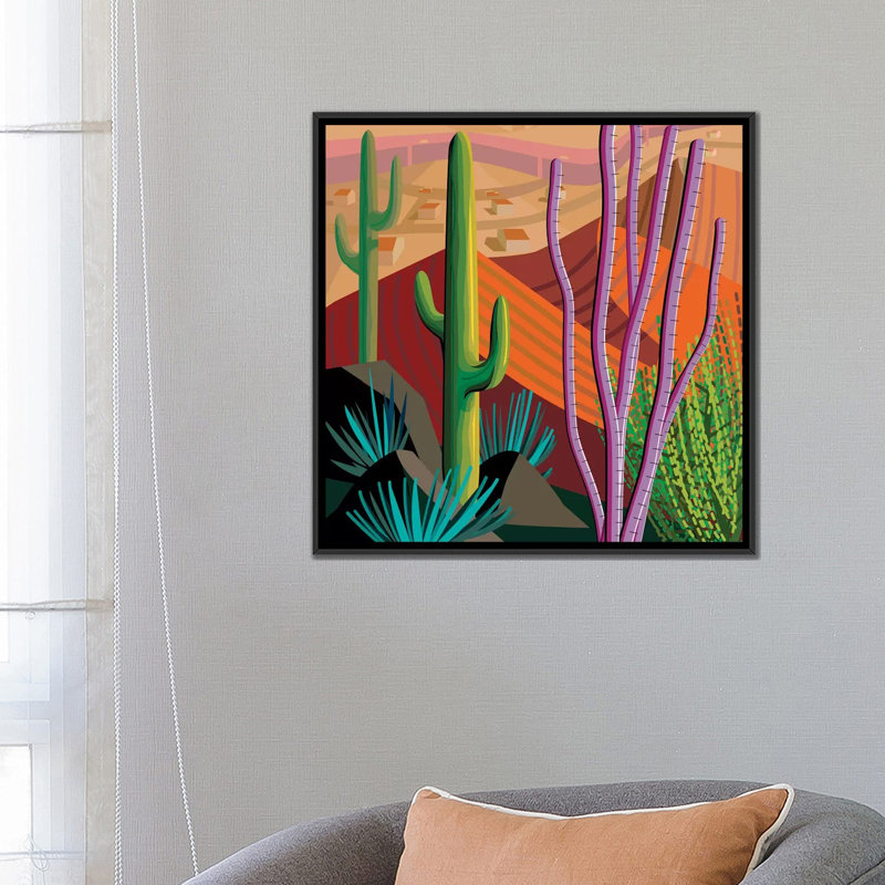« tucson, square », impression sur toile, H 18 po x l 18 po x P 1,5 po, Toile avec cadre noir, Pas de tapis