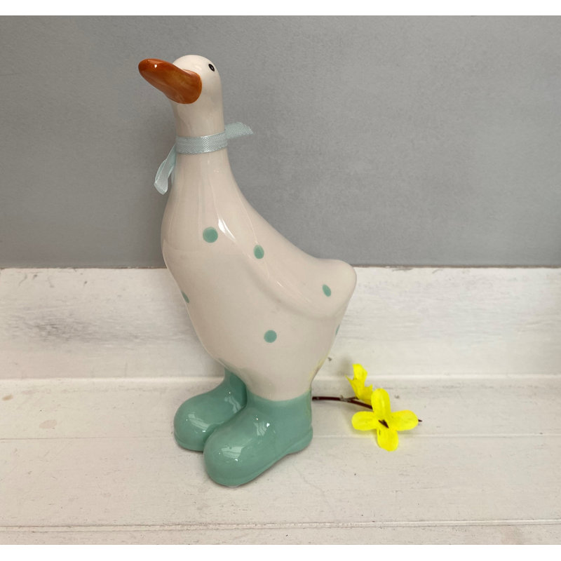 Tedeschi Animals Statue, White/Teal, 19" H x 4" W x 4" D