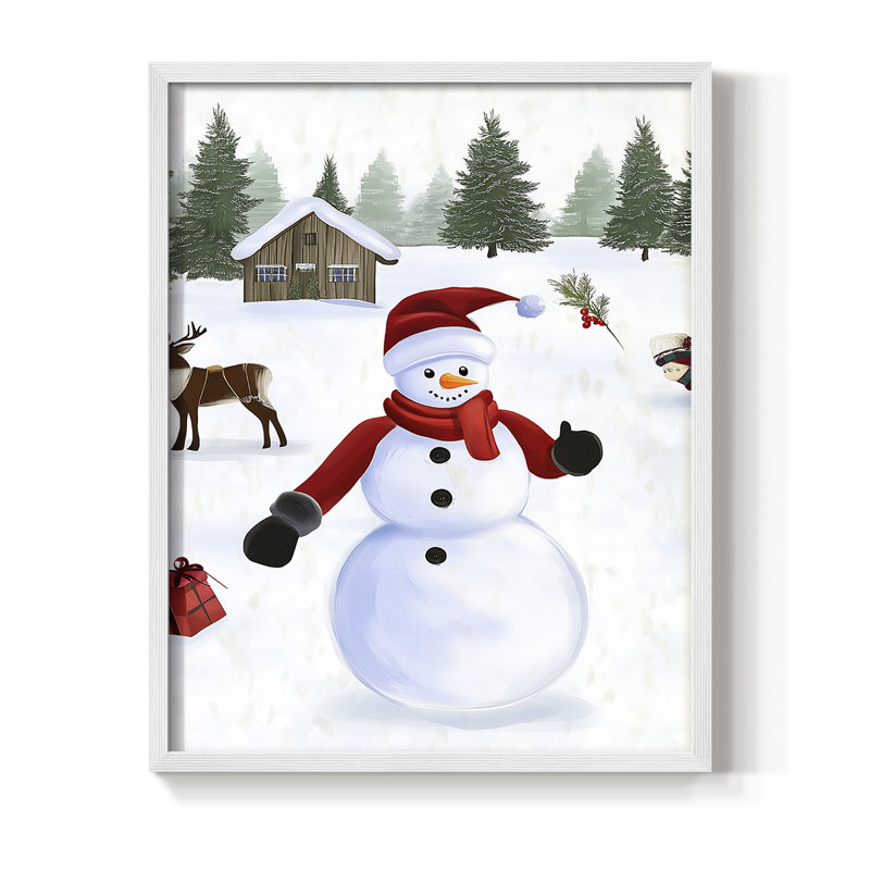 «Christmas Holiday Art» CECXCV, reproduction d'art encadrée - bois massif, H 11 po x l 9 po, Blanc