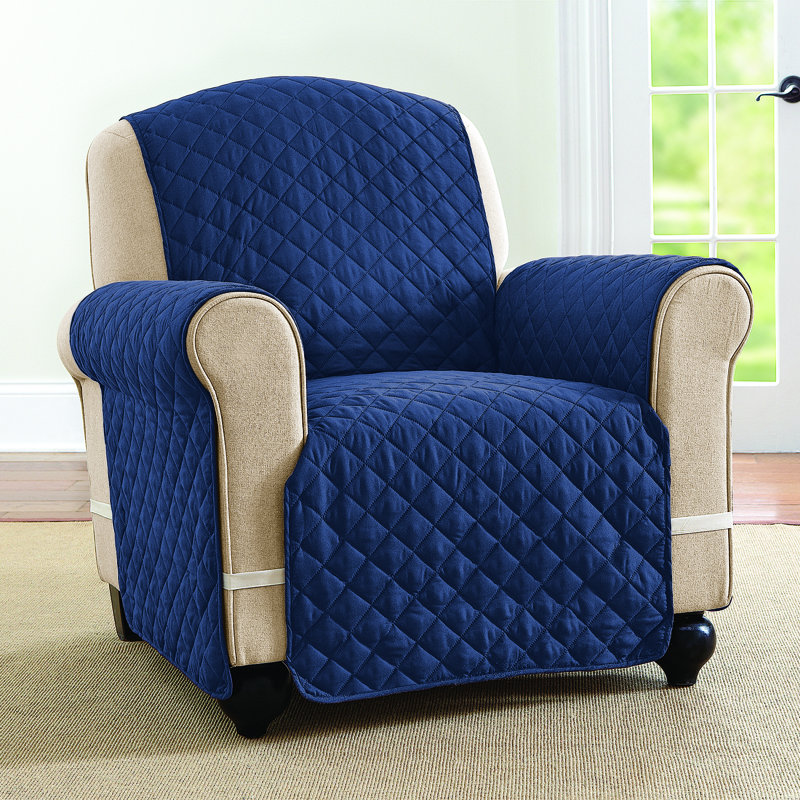 Housse pour fauteuil à coussin en T ultra réversible, 100 % polyester bleu marine