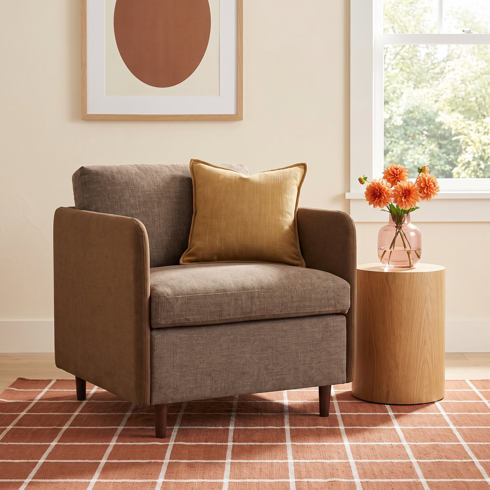 Navona Upholstered Accent Chair, Brown