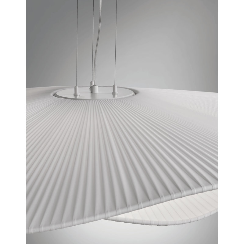 Luminaire suspendu géométrique à DEL 1 lumière de style méditerranéen, Ruban blanc translucide