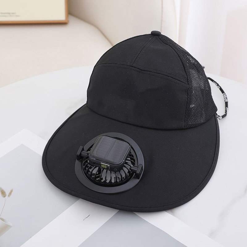 Chapeau de ventilateur solaire Kondieu, Black