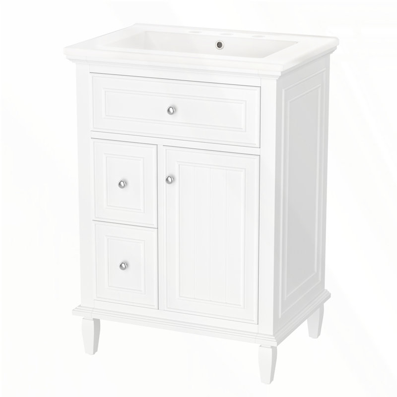 24" Bathroom Vanity with Sink, White