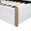 Lit plateforme tapissier avec pieds de support en bois et lit gigogne simple, blanc