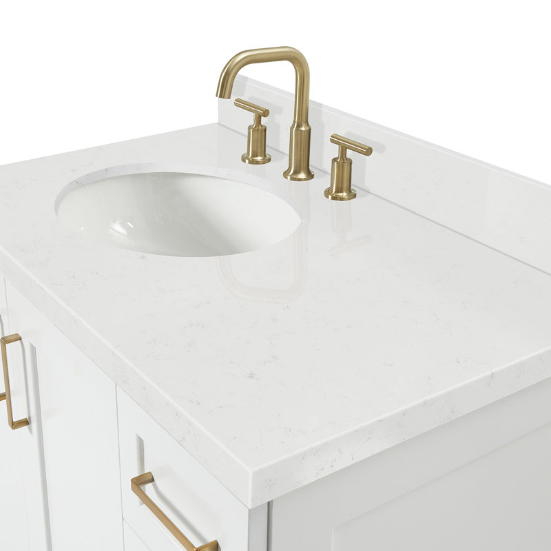 37 IN.  Single Bathroom Vanity, Left, Oval, White