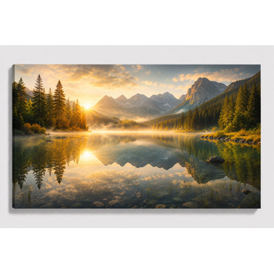 Grand lac de montagne, reproduction d'art sur toile, photographie de paysage, décoration pour salon, bureau de chambre à coucher, impression sur toile 24 x 36 pouces - prête à être accrochée