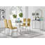 Edzard Marble Effect & Chrome Metal Rectangular Dining Table Set - 4 Luxury Velvet Dining Chairs-88498175-88498176