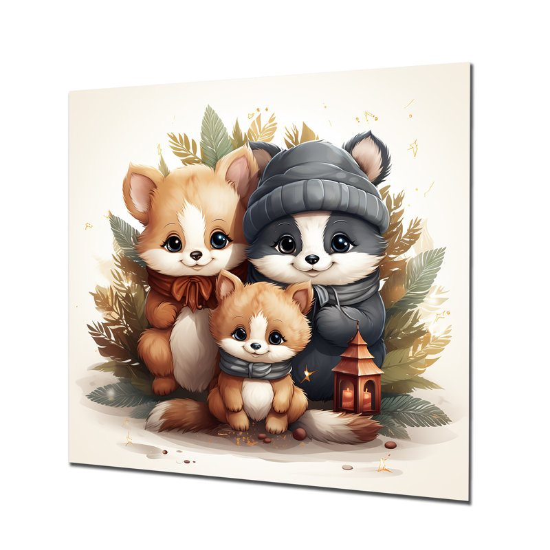 Joyfull Nursery Teddy Bears V - Art mural en métal de l'ours en peluche, H 16 po x l 16 po x P 1 po