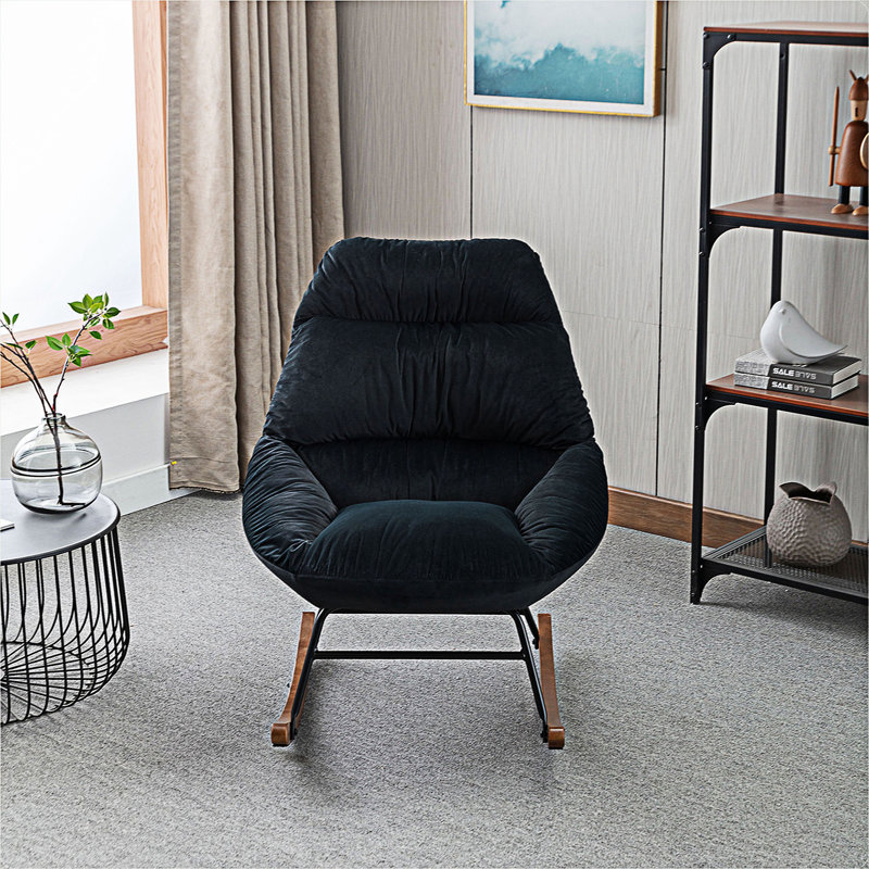 Chaise berçante Ireri, Velours noir