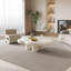 Table basse 39,4 po Modern Italian Cloud, 4 pieds en bois massif blanc chaud pour l'intérieur et l'extérieur