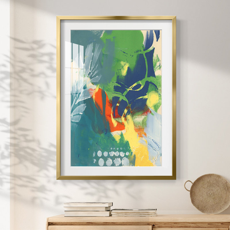 Tropical graphiques II - impression encadrée, H 28,5 po x l 20,5 po, Doré