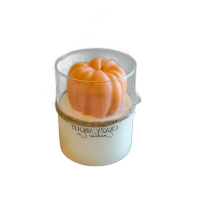 Bougie parfumée citrouille et pomme de 7,6 cm (3 po) dans un pot cylindrique en verre transparent