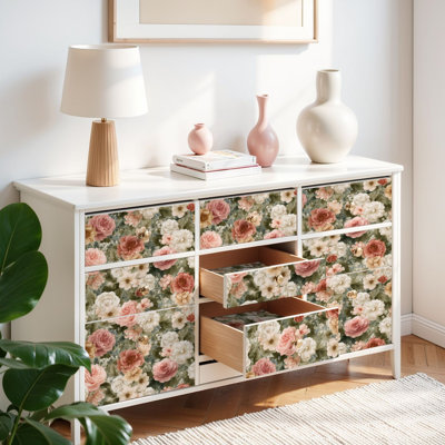 Papier peint auto-adhésif avec fleurs auto-adhésives et amovibles 17,7 po x 118 po (45 x 300 cm)