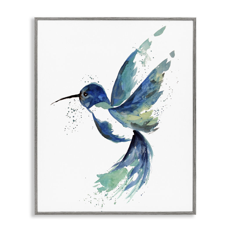 Art moderne de giclée de colibri bleu moderne par Sebastian Grafmann, H 14 po x l 11 po, Estampe numérique Farmhouse