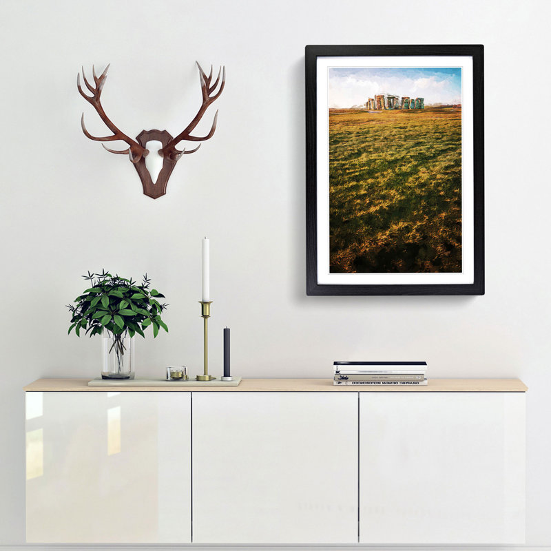 Stonehenge Wiltshire England in Abstract - Framed Print, 87cm H x 62cm W x 2cm D, Black Framed