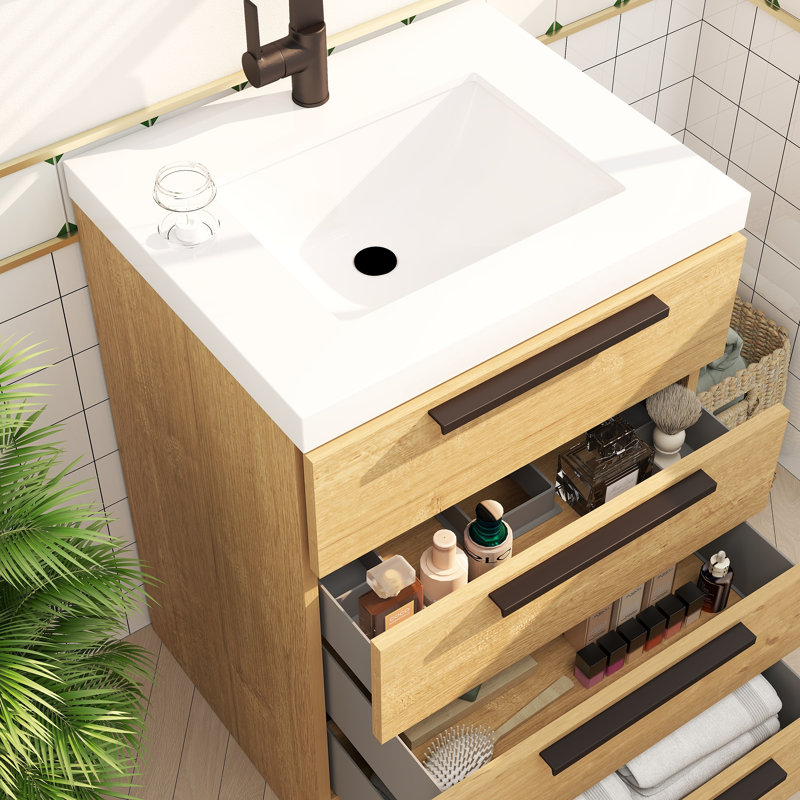 Meuble-lavabo autoportant Carla, Chêne naturel, 24"