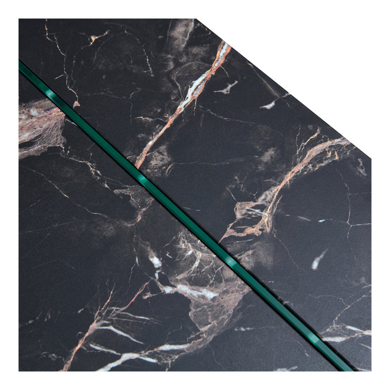 43.3"X23.6" Black Marble-Patterned MDF Coffee Table With Tempered Glass Legs.Suitable For Living Room.It Can Be Used Not Only As A Coffee Table But Also As A Side Table Or Display Stand.