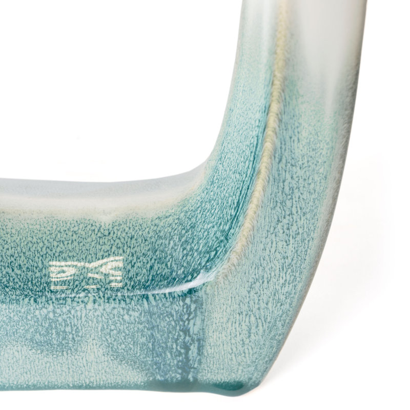 Coastal Elegance Two-Tone Green and White Ceramic Table Vase