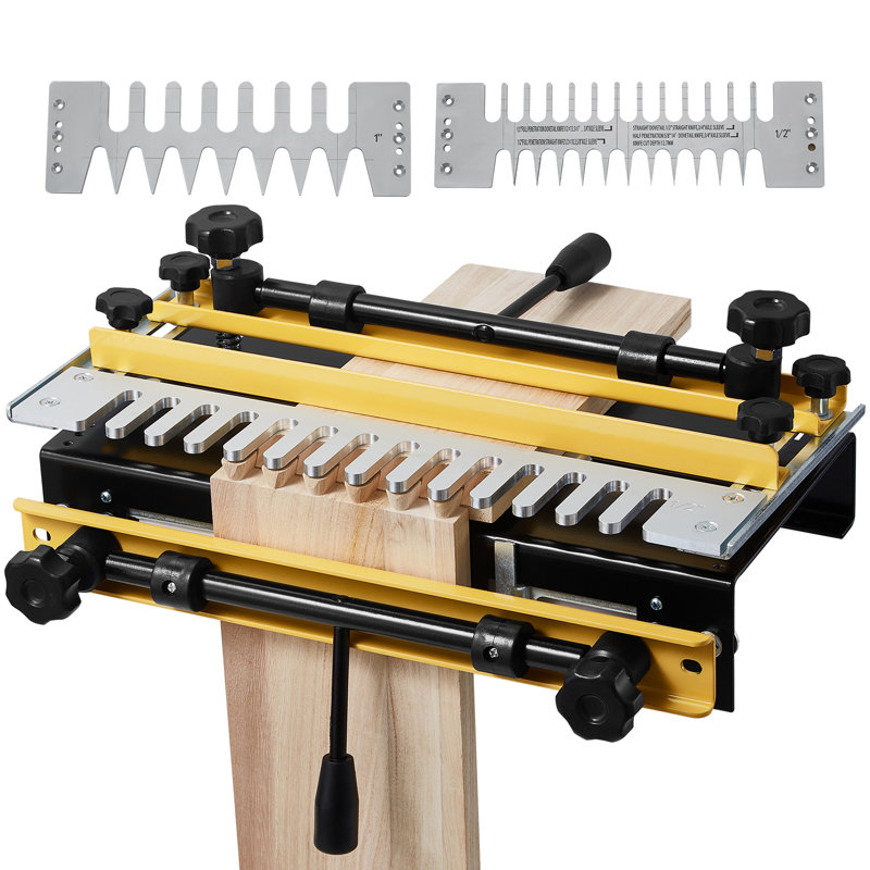 Dovetail Jig, 12 in Width, Dove Tailing Router Jigs with 4 Router Bits & 5 Templates, Precise Alignment Dove Tail Jig, Mortise and Tenon Woodworking Tools for Furniture & Wood Cabinet Making