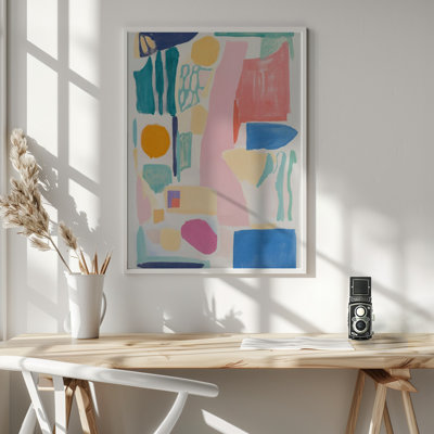 "Abstrait géométrique colorée", art mural texturé encadré