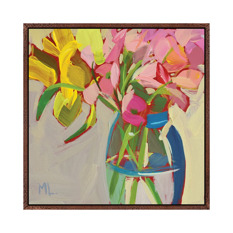 Clear 1 Piece Painting on Canvas, 45.72cm H x 45.72cm W x 3.81cm D, Classic Brown Wood Framed