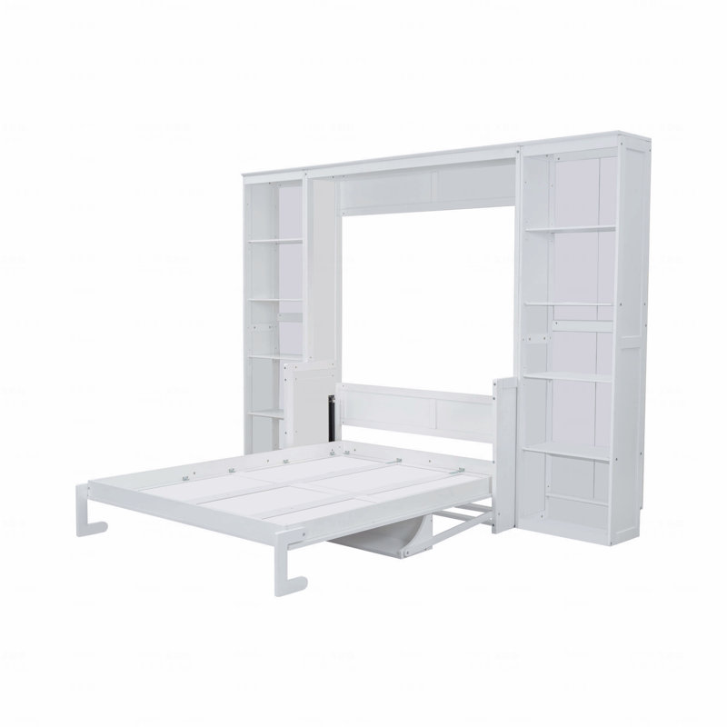 Grand lit escamotable pliable pour grand lit, avec bureau et bibliothèque