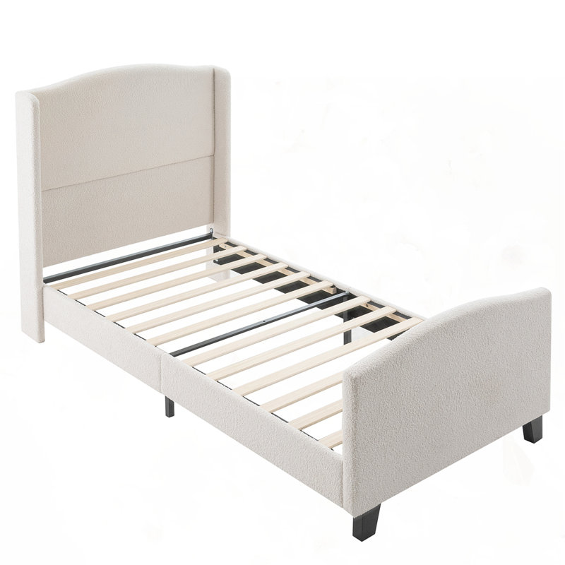 High Back Upholstered Headboard Bed Fram, Twin