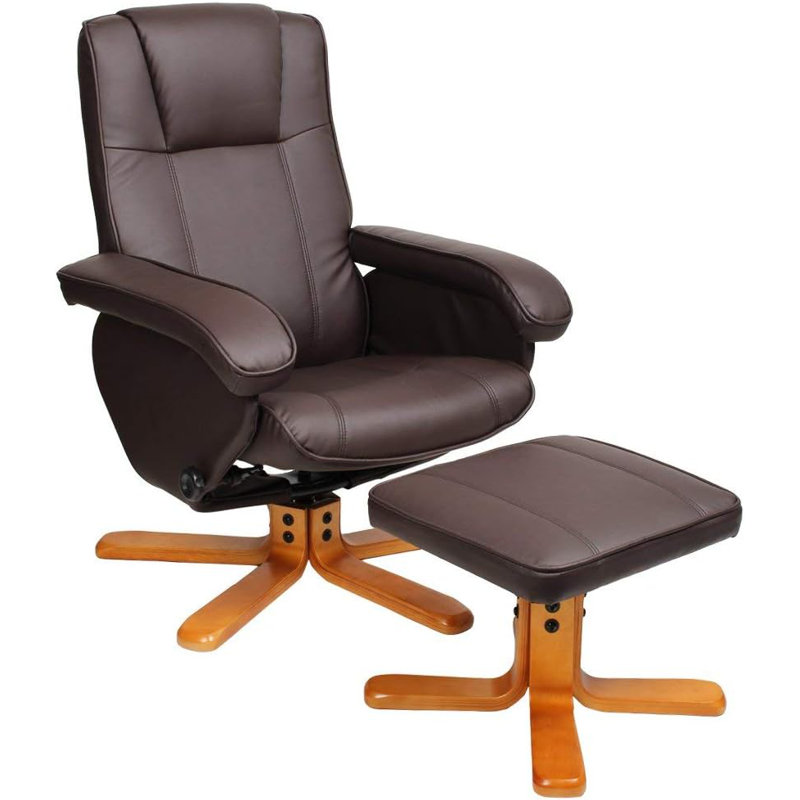 Resnick 29.5cm Wide Swivel Ergonomic Recliner, Brown