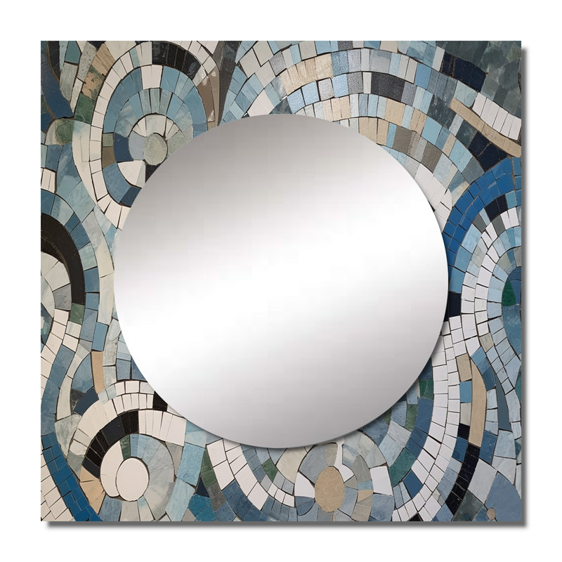 Foua - Miroir carré en mosaïque Boho, 29 po x 29 po