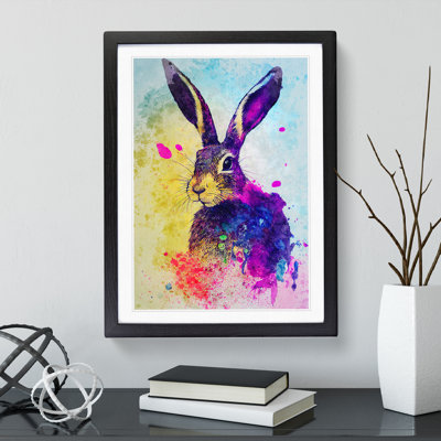 Colourful Watercolour Hare No.5 - Framed Print
