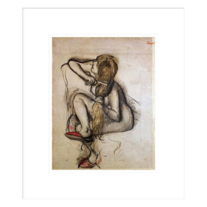 «Woman Combing Her Hair» par Edgar Degas, impression giclée encadrée, H 16,05 po x l 13,75 po