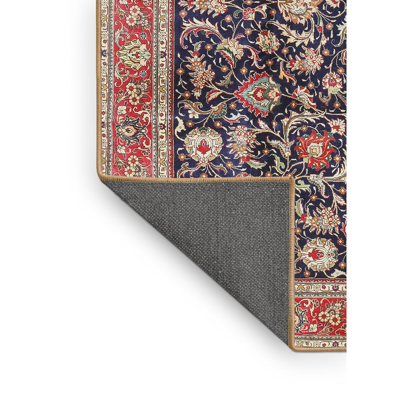 Tapis traditionnel rouge et noir Jaymalin, Rectangle 5 pi x 7 pi