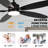 60" Black Modern Ceiling Fan with Light and Remote, 3-Color Temperature, 6-Speed Quiet DC Motor Ceiling Fan for Living Room, Bedroom